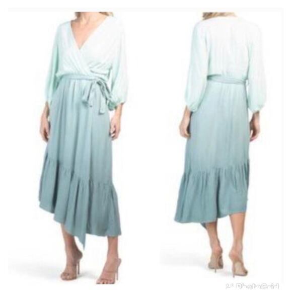 Young Fabulous and Broke Jillian Wrap Maxi Dress Ombré In Teal Size Medium - Picture 1 of 7